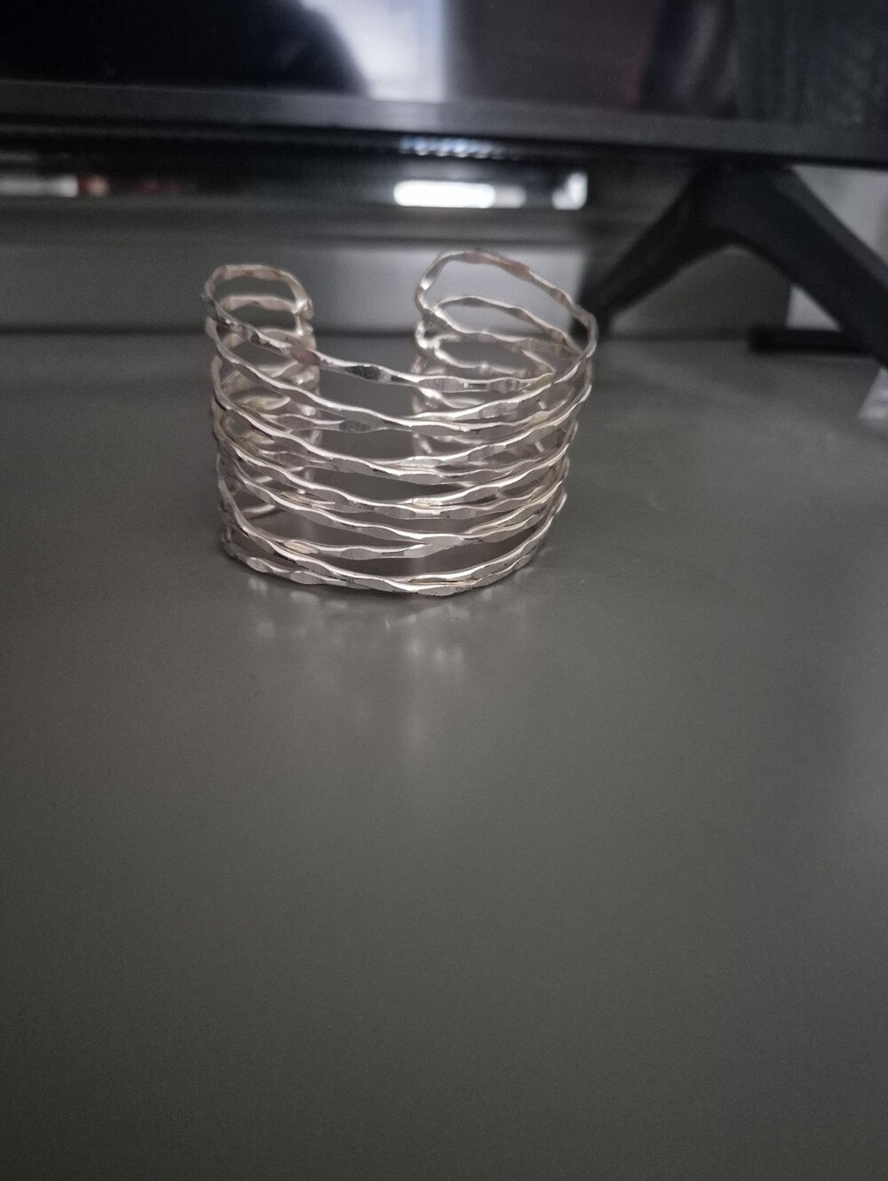 Silver Twisted Wire Cuff Bracelet - Elegant Women's Jewelry